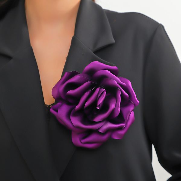 

Fashion retro French satin large flower brooch pins handmade flower versatile clothing accessory brooch Women's accessories, Purple