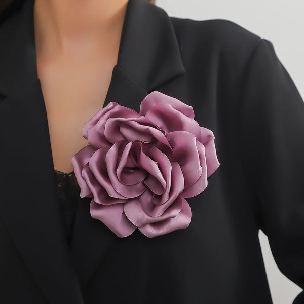 

Clothes Jewelry Fashion Handmade Cloth Ribbon Fabric Big Flower Brooch, Pink