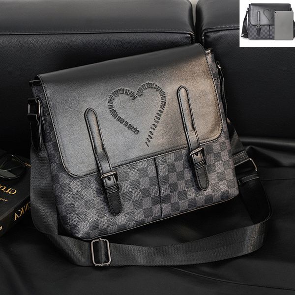 

Simplicity men shoulder bag 2 style flip type color contrast leather handbag simple and versatile black fashion backpack horizontal large capacity lattice bag