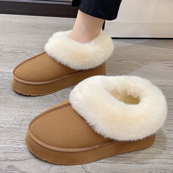 

Shoes Designer Rimocy Faux Fur Winter For Women 2023 Non Slip Plush Snow Boots Woman Thick Bottom Warm Cotton Shoes Platform Botas Mujer, Black