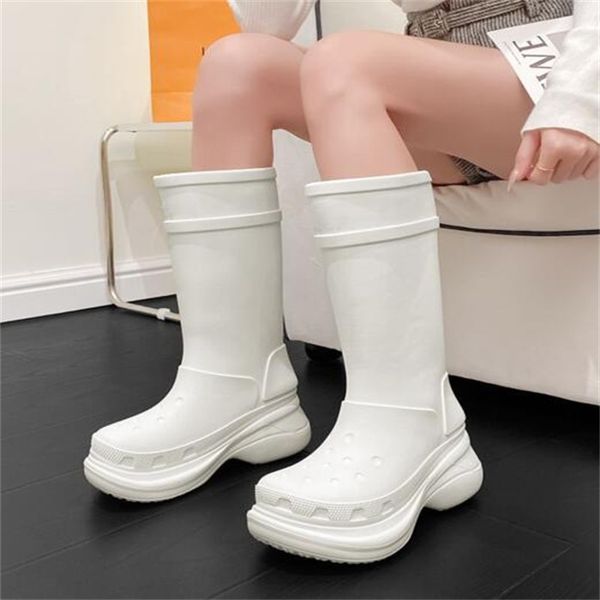 

Classic Brand Boots Designer Square Toe Women's Rain Boots Thick Heel Thick Sole Winter Women Fashion Luxury Rubber Boot, Pink