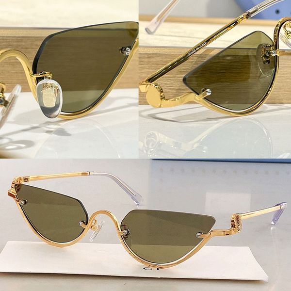 

Fashion Ladies CAT EYE FRAME SUNGLASSES G 1603S Gold tone metal temples cut out acetate tips design metal half frame sunglasses with original packaging box