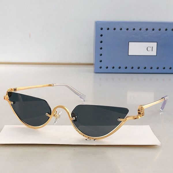 

Mens Metal Half Frame Sunglasses G 1603S outdoor fashion party polarized lenses hollowed out mirror legs retro kitten eyes sunglasses womens luxury glasses with box