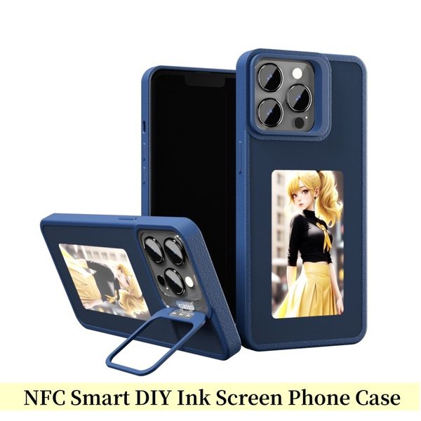 

Smart NFC DIY Ink Screen Cellphone Cases for Iphone 15 15pro 14 14pro 13 13pro 12 12pro NFC Smart Screen Picture Mobile Phone Case pro pro pro pro, Black