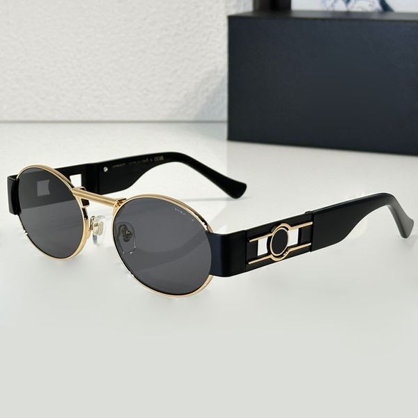 

Mens and womens fashion round metal frame sunglasses luxurious designer hollowed out leg sunglasses color changing sun protection glasses with box VE2264
