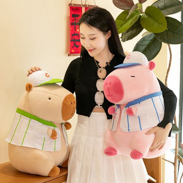 

Stuffed Plush Animals Capybara Doll Pillows Cushions With Sport Suit Or Backpack Cartoon Toys, Green