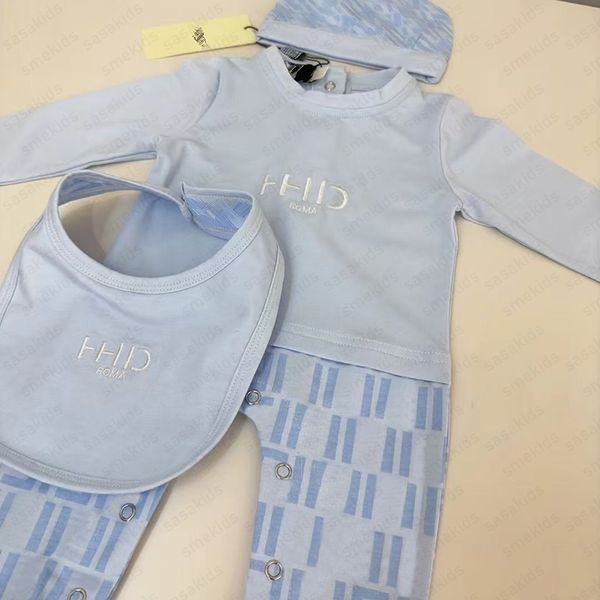 

Baby Pure Cotton romper Autumn Boys Girls Jumpsuit fashion Babies Three Piece Set bodysuit designer kids clothes CSD2409033, Blue