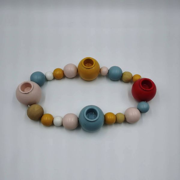 

Handcrafted Multi Charming Wood Beaded Candlesticks - Versatile Decorative Accessories