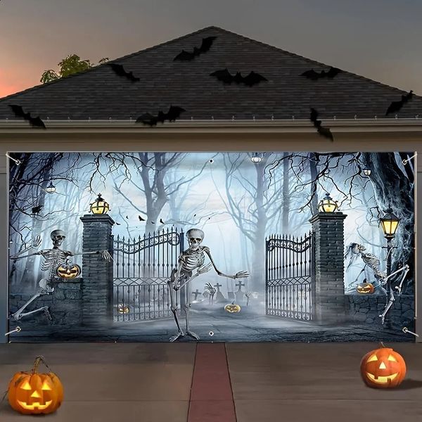 

Garage Horror Door Banner - Large Outdoor Party Backdrop Halloween Decoration