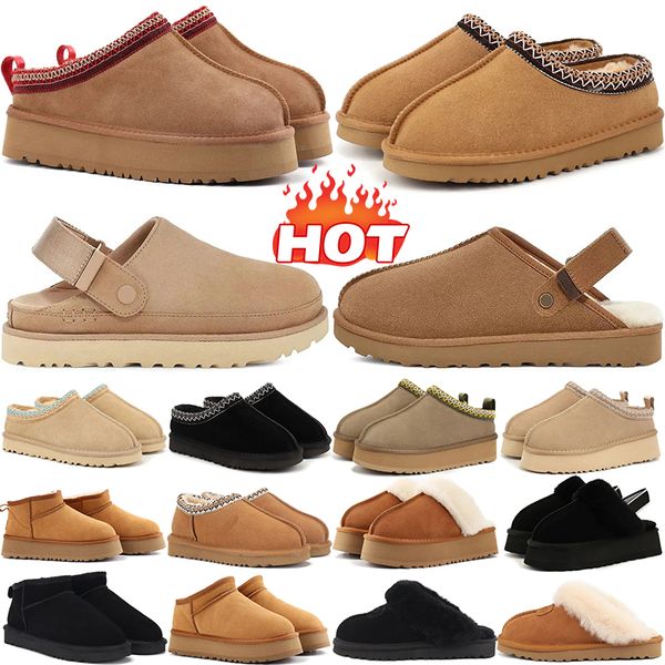 

2024 New tazz Australia fur slides designer wool tasman Slippers clog winter Booties slides snow Plush Rubber classic non slip women shoes 35-43, Khaki