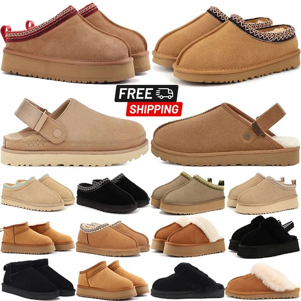 

Free shipping tazz Australia fur ug slides designer wool tasman Slippers clog winter Booties slides snow Plush Rubber classic non slip women shoes, Deep purple