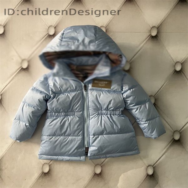 

2024 Kids Coat Winter Warm Hooded Jacket Casual Solid Color Black Blue White Duck Down 90% Comfortable & Stylish 100-160cm, Orange