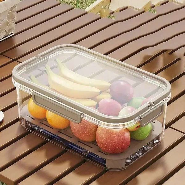 

Refrigerator Fresh-Keeping Portable Transparent Crisper Travel Collapsible Sealed Food Storage Box