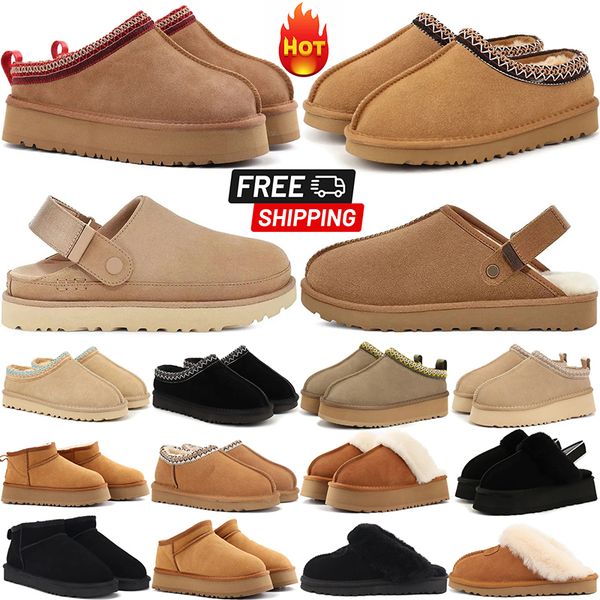 

Free shipping tazz Australia fur slides designer wool tasman Slippers clog winter Booties slides snow Plush Rubber classic non slip brown women shoes, Lavender