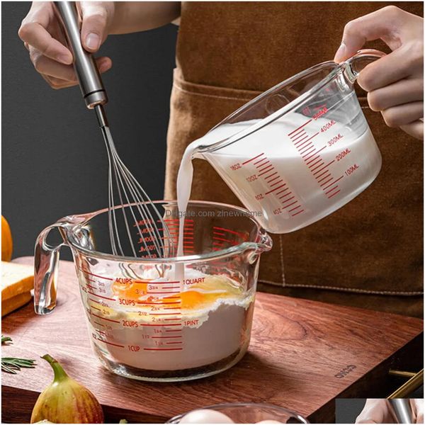 

Other Kitchen Tools Glass Measuring Cup 500Ml With Scale Handle High Temp Resistance For Baking Microwave Oven - Large Capacity Tool D Dhge8