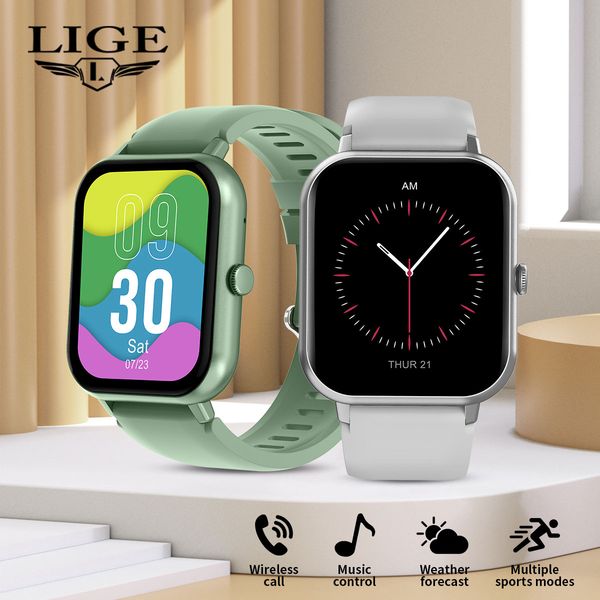 

LIGE 1.82-inch Square Color Screen Smart Watch Multi functional Waterproof Step Counting Alarm Clock Wireless Call Health Monitoring Message Push Watch