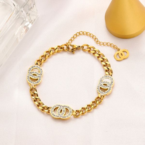 

Designer Bangle Top Quality Love Gift Women's Romantic Fashion Accessories Wedding Party Luxury Jewelry Crystal Letter Chain Bracelet