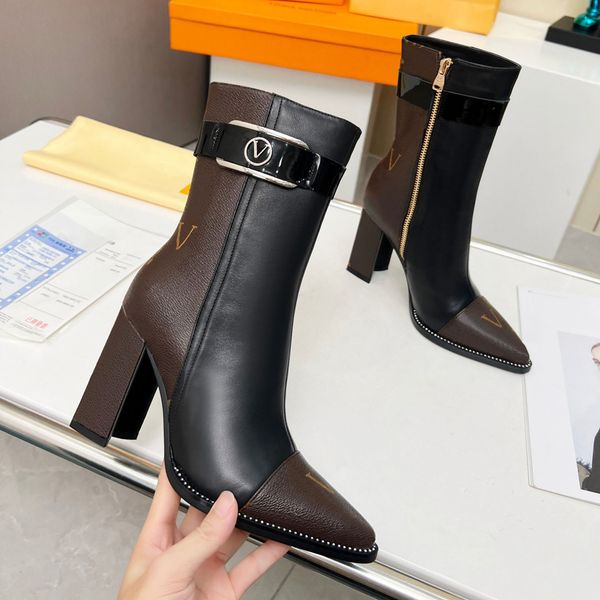 

Luxury Brand Womens Genuine Leather Martin Ankle Boots from Paris, Black