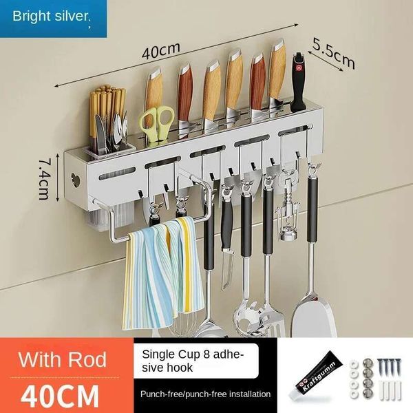 

Wall-Mounted Knife Holder With Detachable Stainless Steel Brackets