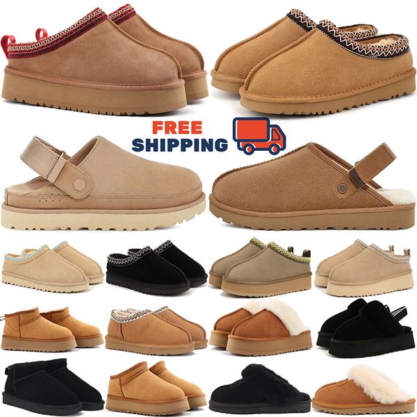 

Free shipping tazz Australia fur slides designer wool tasman Slippers clog winter Booties slides snow Plush Rubber classic non slip women shoes, Lavender