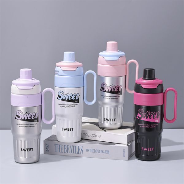 

40oz Office High Beauty with Straw Ice King Car Portable Handle Cup, Pink
