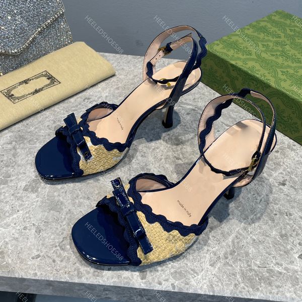 

Chic Ladies' Flower Embroidered Stilettos - Straw Weaved Design with Bowtie Accent, 7.5cm Heel Height, Box Included (Available Sizes 35-42), Colour4