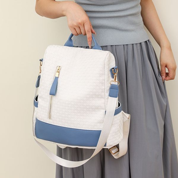 

Versatile womens shoulder bag 4 colors small fresh printed handbag simple back anti-theft leisure backpack daily Joker stitching fashion backpack factory outlet, Khaki