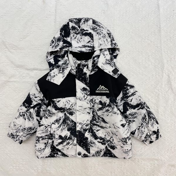 

kids clothes clothing in late autumn snow mountain color blocked printed style outdoor jacket (one three in one), Multi