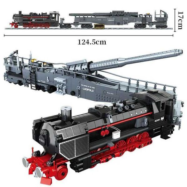 

pieces 1691 of technology urban retro train guns building blocks racing cars military building blocks track models car toys childrens adult gifts W240904