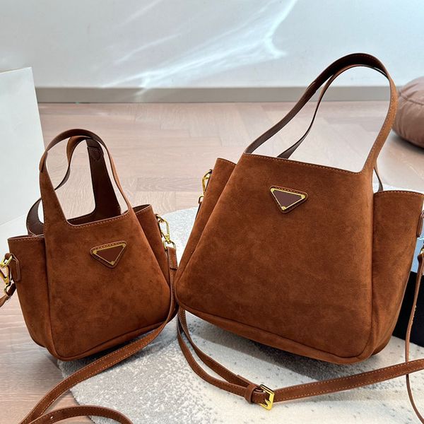 

classic and unique designer womens suede handbag large capacity underarm tote bag fashion all-match womens daily commuting bag inch 24x21/17x15, Brown