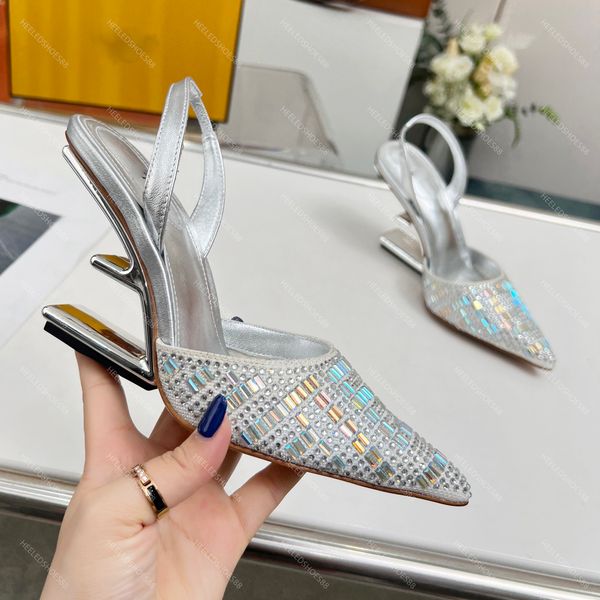 

Chic Ladies' Gold Rhinestone High Heel Sandals Back Strap Style from Top Designers (35-42 Sizes), Colour3