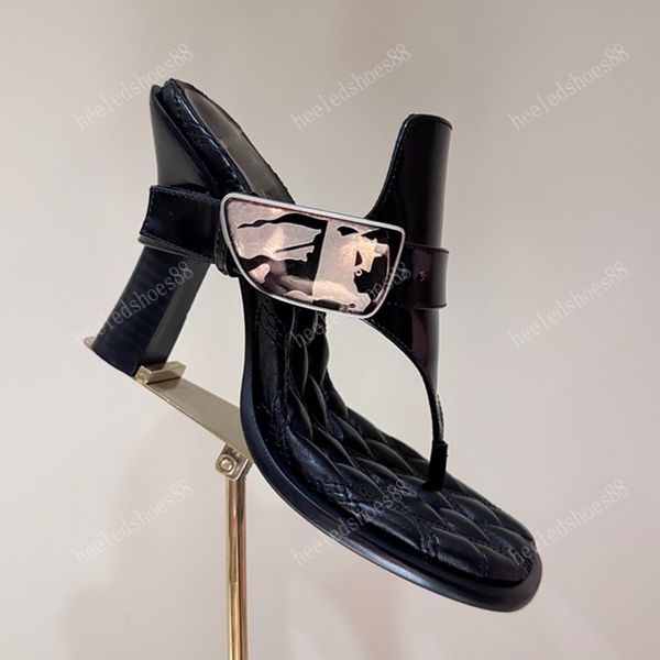 

Elegant Ladies' Metallic Buckled Sandals in Genuine Cowhide Trendy High Heel Slide Footwear for Size 35-41, Colour3
