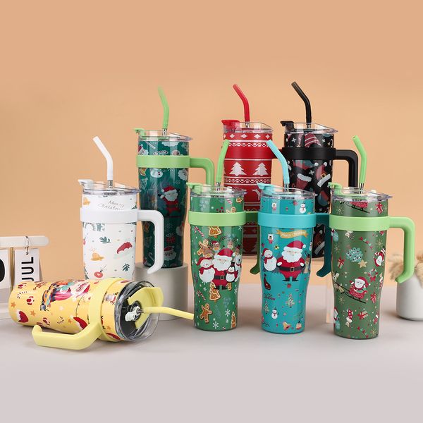 

Creative 3D Printing Christmas Ice King Large Capacity 40oz Handle Car 304 Stainless Steel Vacuum Insulated Cup, Style 1