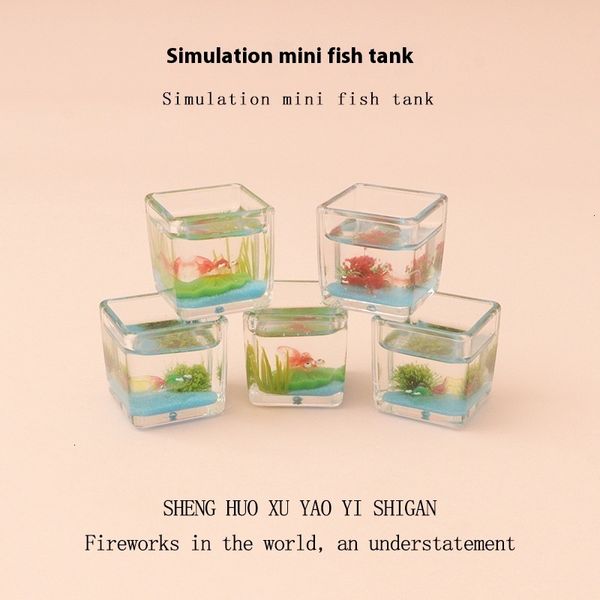 

Miniature simulation mini square water grass lotus leaf cute goldfish fish tank baby house scene accessories home decoration ornaments