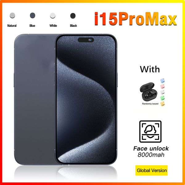 

i15 pro max cell phone 6.7 inch smartphone 4G LTE 5G smartphones 16GB RAM 1TB Camera 48MP 108MP Face ID GPS Octa Core android mobile phones Green Tag Sealed Box, Blue