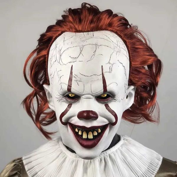 

Creepy Pennywise Joker Mask Cosplay Horror Evil Demon Clown Killers Latex Helmet Halloween Carnival Party Costume Props GiftsXJ240905
