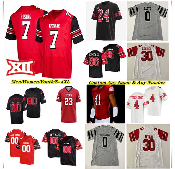 

Utah Utes UU College Football Jersey Cameron Rising Dijon Stanley Micah Bernard Brant Kuithe Daidren Zipperer Keanu Tanuvasa Van Fillinger Dalton Kincaid Bishop 4X, Men black style with big12 patch