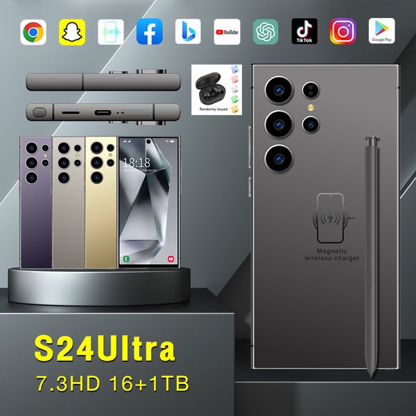 

S24 Ultra 16GB+1TB smartphone cell phone Dual SIM 5G Android Phone 7.3HD+ Display 13MP+50MP Camera Android 13 Mobile Fingerprint Face ID GPS, Black