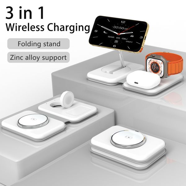 

folding New magnetic suction three in one charger zinc alloy metal holder for mobile phone wireless charging zc ph chargg