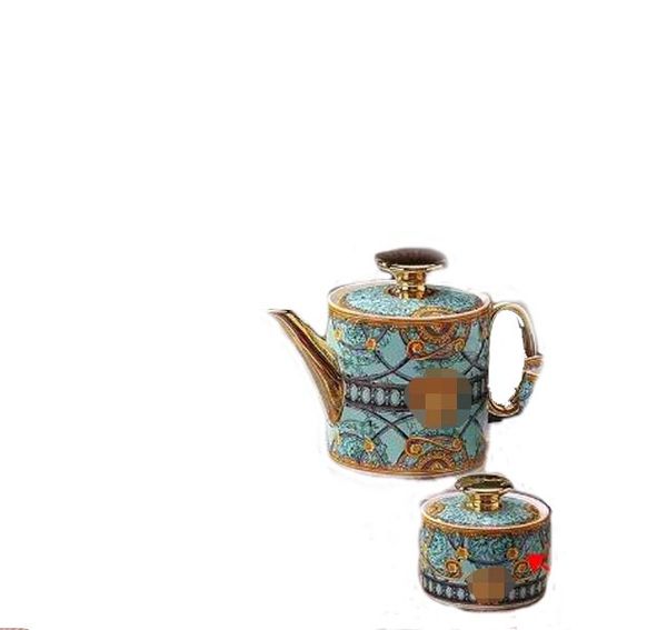 

Designer Gold 1 Gift Box Home Bone China Teapot Dee Sugar Jar Kitchenware Cup & Plate Set, Blue