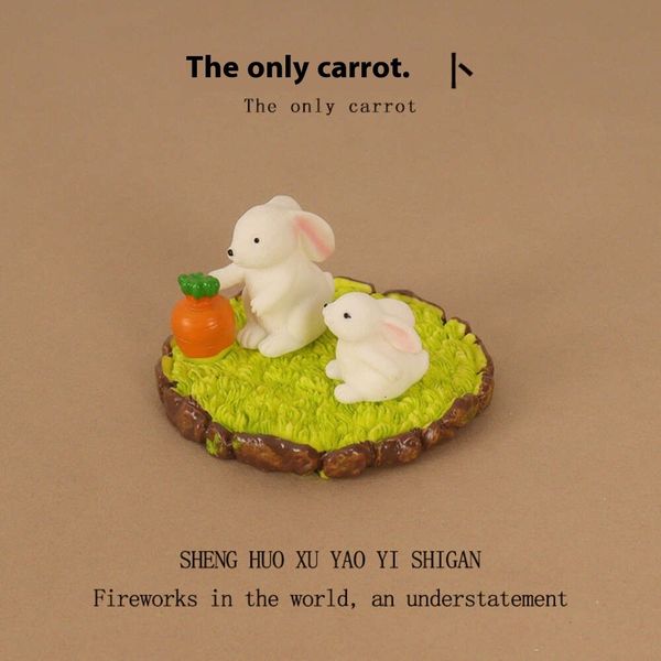 

Creative Resin Crafts Mini Cute Rabbit Pulling Carrots Micro Landscape Scene Office Desktop Ornament