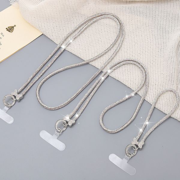 Light luxury creative new high-end diamond studded crossbody chain case keychain pendant universal phone lanyard