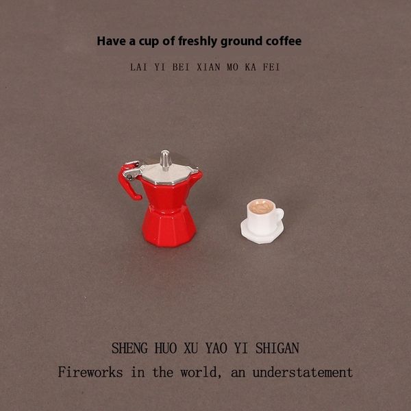 

Creative Miniature Alloy hine Coffee Cup Desktop Small Ornament Dollhouse Decoration Office Desk Scene