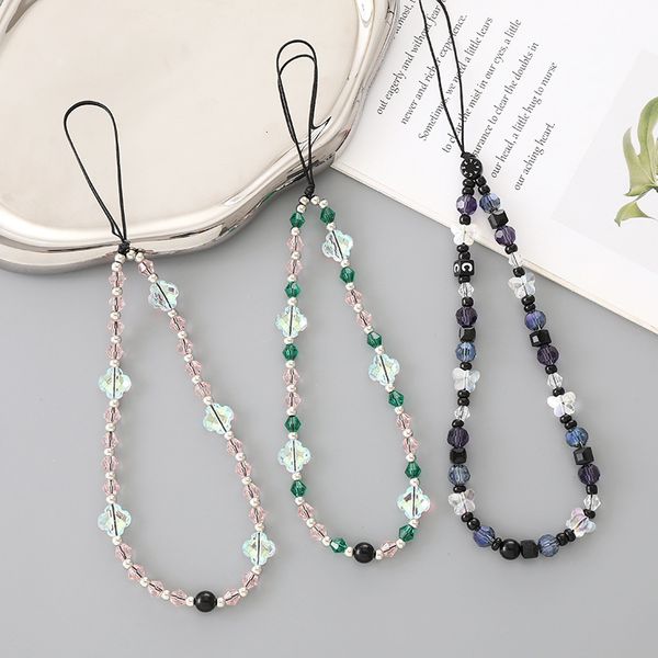 New Acrylic Beaded Crystal Butterfly Rope Trendy Luxury Phone Case Pendant Anti Loss Chain Hanging Decoration