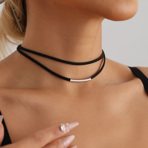 

Punk Minimalist Double Layered Choker Necklaces For Women Y2K Gothic Aesthetic Vintage Grunge Jewelry Accessories Lady Party Club Bithday Holiday Necklace
