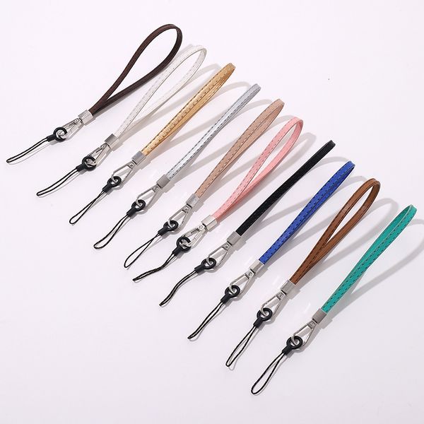Yilian's new dual needle tread PU leather short chain anti drop phone case strap pendant for women