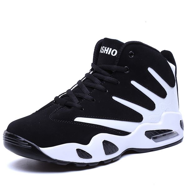 

2024 high top blue basketball shoes new shock-absorbing air cushion running basketball Korean version sports casual cotton shoes high top youth couple sneakers, 8812 black and blue men's shoes