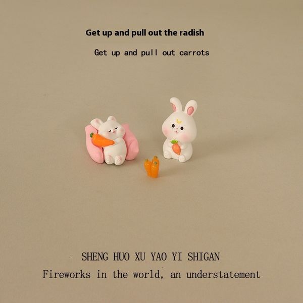 

Cute Cartoon Rabbit Mini Resin Craft for Interior Scenes - Compact Home Display Accessory