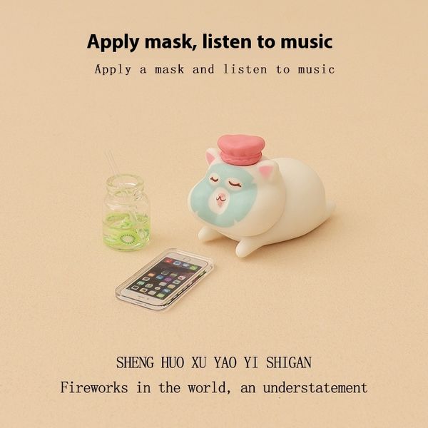 

Cartoon cute apply facial mask kitten mini mobile phone kiwi fruit juice cup baby home accessories desktop knickknacks