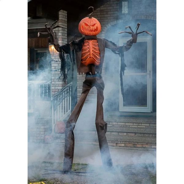 

8FT Giant Scarecrow Pumpkin Outdoor Decoration Large Creepy Spooky Sounds Jack-O-Lantern Halloween Decor Standard 240827